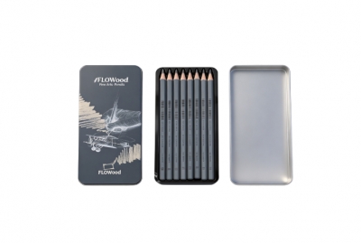 8PCS Graphite Pencils Set in Metal Tin Box